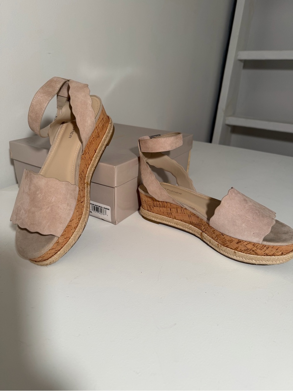 Marc Fisher Wedge Espadrille Sandals with Ankle Strap. Size 8.5